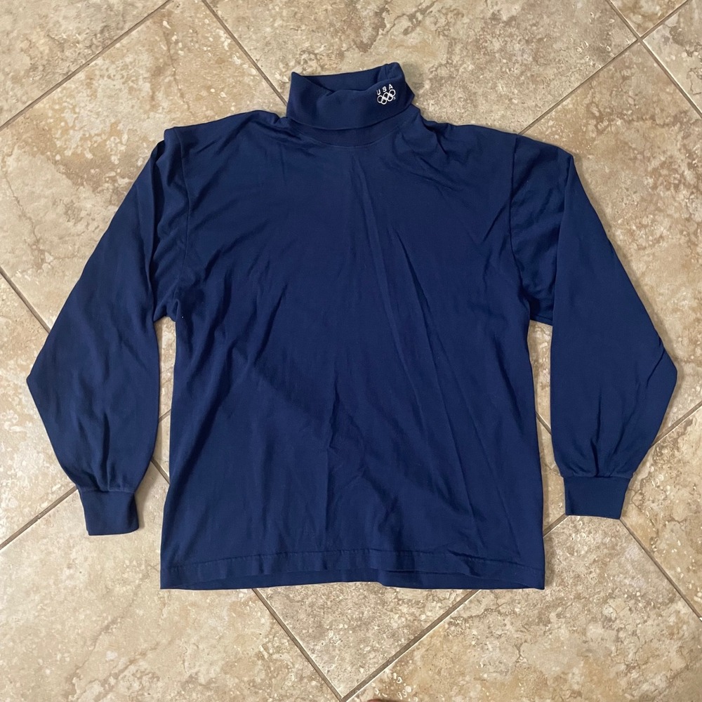 Augusta Sportswear USA Olympics Turtleneck Navy Blue Long Sleeve Shirt Large